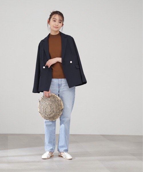 N.（N. Natural Beauty Basic）（エヌエヌナチュラルビューティーベーシック）の「【S Size Line】◆ストレッチダブルブレストライトジャケット（テーラードジャケット・レディース・ベージュ/ネイビー・SMALL/MEDIUM）」の20枚目の写真