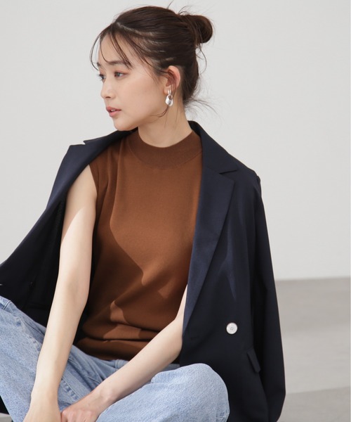 N.（N. Natural Beauty Basic）（エヌエヌナチュラルビューティーベーシック）の「【S Size Line】◆ストレッチダブルブレストライトジャケット（テーラードジャケット・レディース・ベージュ/ネイビー・SMALL/MEDIUM）」の4枚目の写真