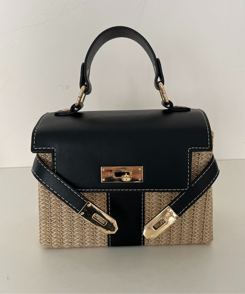 prose verse(プロズヴェール)の「フロントベルトバッグ(かごバッグ・レディース・アイボリー/ブラック・フリ-)」の9枚目の写真