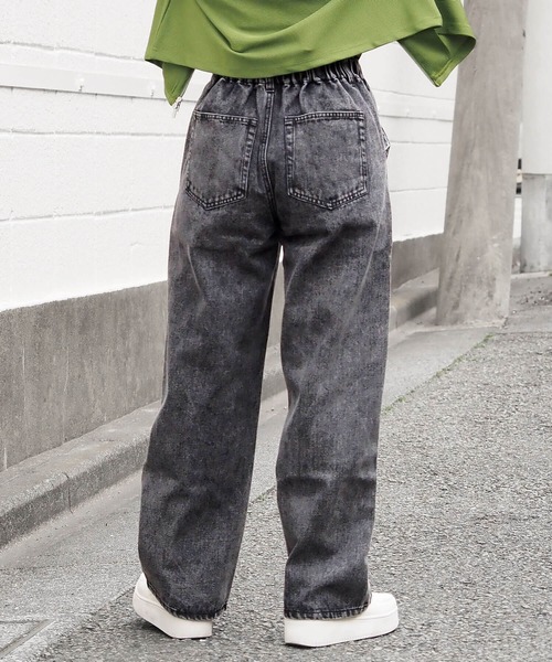 tiptop（ティップトップ）の「ハート刺繍ハイウエストパンツ（デニムパンツ・レディース・ブラック/サックスブルー・FREE）」の3枚目の写真