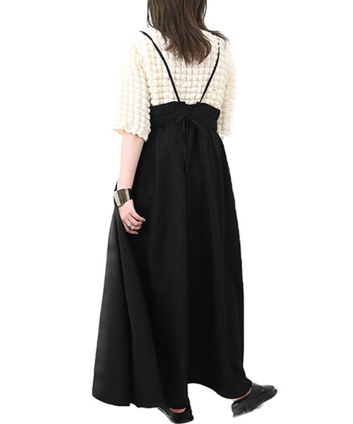 STYLEBLOCK(スタイルブロック)の「リネンタッチレースアップキャミワンピース(ワンピース・レディース・オレンジ/ライトベージュ/ブラック/グリーン/ブルー・M)」の9枚目の写真