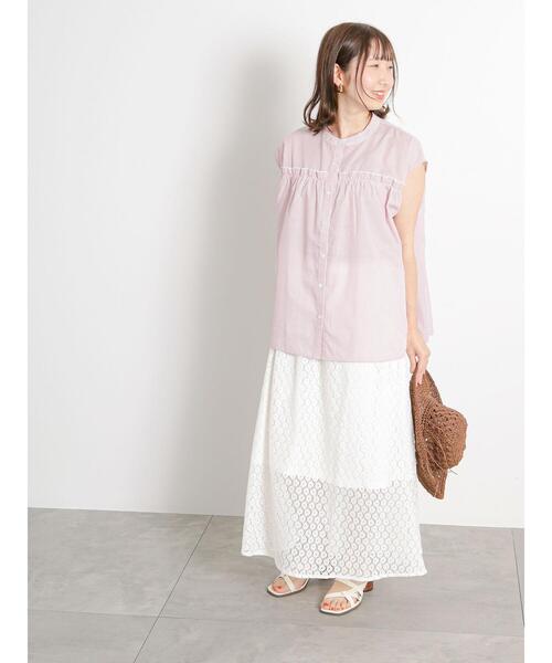 Te chichi TERRASSE（テチチテラス）の「ギャザーフリルバンドカラーブラウス（シャツ/ブラウス・レディース・ピンク/ブルー/オフホワイト・F）」の18枚目の写真