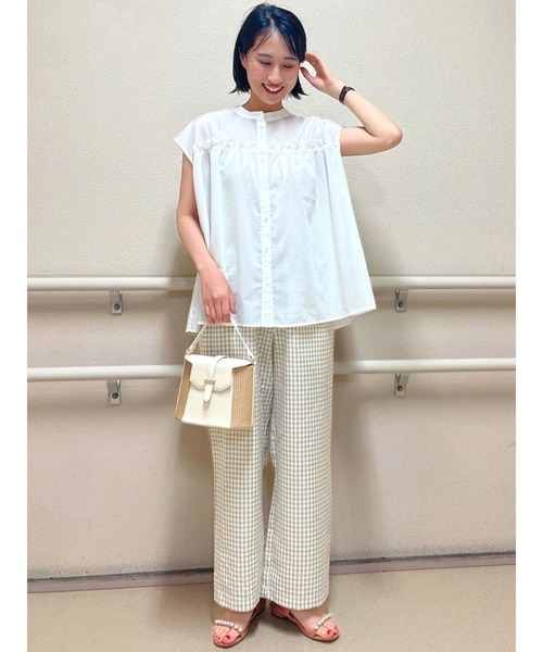 Te chichi TERRASSE（テチチテラス）の「ギャザーフリルバンドカラーブラウス（シャツ/ブラウス・レディース・ピンク/ブルー/オフホワイト・F）」の11枚目の写真