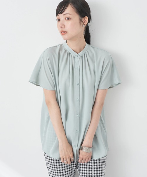 earth music&ecology(アースミュージックアンドエコロジー)の「スタンドギャザーブラウス(シャツ/ブラウス・レディース・ブラック/オフホワイト/イエロー/ミント・FREE)」の3枚目の写真