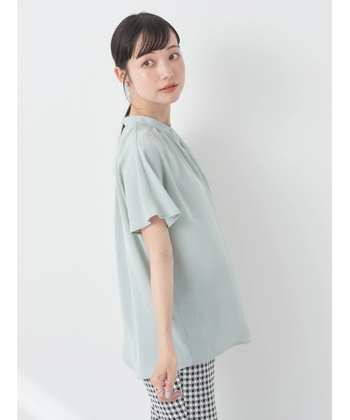 earth music&ecology(アースミュージックアンドエコロジー)の「スタンドギャザーブラウス(シャツ/ブラウス・レディース・ブラック/オフホワイト/イエロー/ミント・FREE)」の12枚目の写真