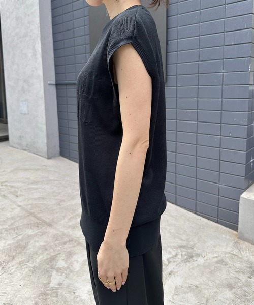 COLLAGE GALLARDAGALANTE（コラージュガリャルダガランテ）の「シアーロゴサマーニット（ニット/セーター・レディース・ブラック/ホワイト・FREE）」の8枚目の写真