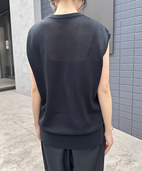 COLLAGE GALLARDAGALANTE（コラージュガリャルダガランテ）の「シアーロゴサマーニット（ニット/セーター・レディース・ブラック/ホワイト・FREE）」の14枚目の写真