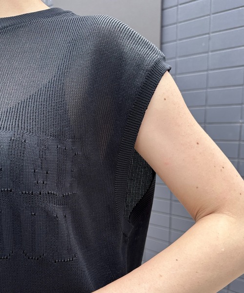 COLLAGE GALLARDAGALANTE（コラージュガリャルダガランテ）の「シアーロゴサマーニット（ニット/セーター・レディース・ブラック/ホワイト・FREE）」の20枚目の写真