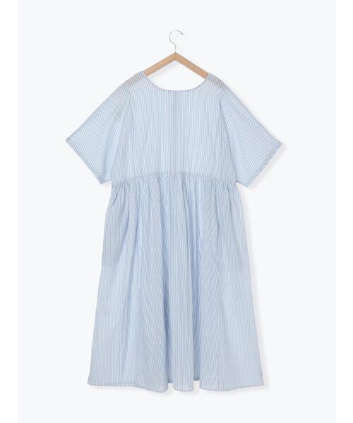 Samansa Mos2（サマンサ モスモス）の「先染め柄アソート前後着ワンピース（ワンピース・レディース・ブルー/ラベンダー/イエロー/オフホワイト・F）」の18枚目の写真