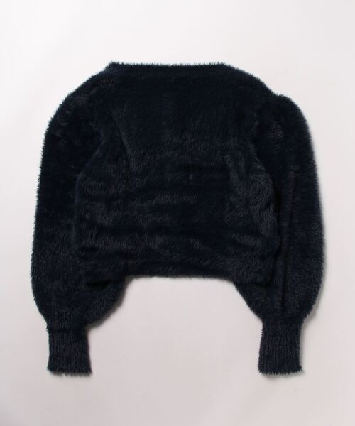 marun(マルン)の「<大きいサイズ> パール調ボタン付きシャギーニットカーディガン marun(カーディガン/ボレロ・レディース・ネイビー/オフホワイト・LL/3L/4L/L/5L)」の7枚目の写真