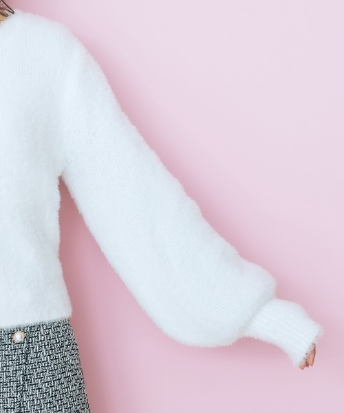 marun(マルン)の「<大きいサイズ> パール調ボタン付きシャギーニットカーディガン marun(カーディガン/ボレロ・レディース・ネイビー/オフホワイト・LL/3L/4L/L/5L)」の13枚目の写真