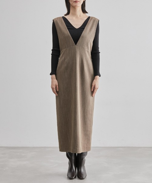 ROPE'（ロペ）の「【着丈が選べる】ツイード調ジャンパースカート（ジャンパースカート・レディース・ブラウン系その他/ネイビー・38/T38）」の5枚目の写真