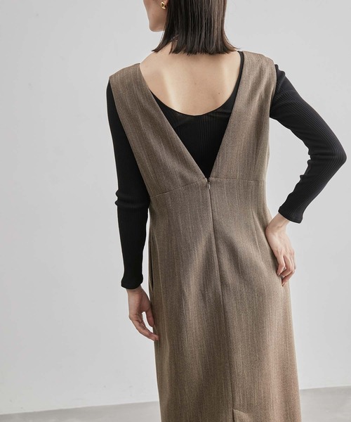 ROPE'（ロペ）の「【着丈が選べる】ツイード調ジャンパースカート（ジャンパースカート・レディース・ブラウン系その他/ネイビー・38/T38）」の4枚目の写真