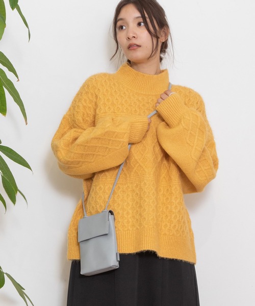 POU DOU DOU（プードゥドゥ）の「地柄ニットプルオーバー（ニット/セーター・レディース・イエロー/ミント/ライトグレー・3）」の13枚目の写真