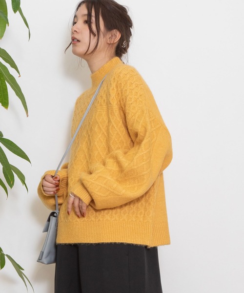 POU DOU DOU（プードゥドゥ）の「地柄ニットプルオーバー（ニット/セーター・レディース・イエロー/ミント/ライトグレー・3）」の14枚目の写真