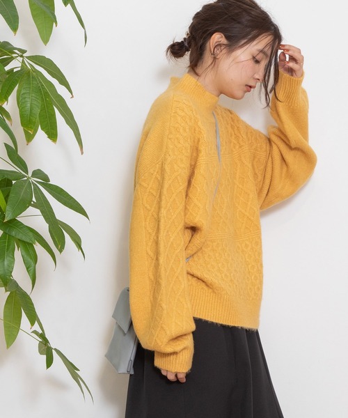 POU DOU DOU（プードゥドゥ）の「地柄ニットプルオーバー（ニット/セーター・レディース・イエロー/ミント/ライトグレー・3）」の15枚目の写真