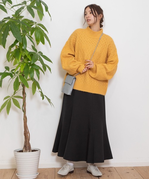 POU DOU DOU（プードゥドゥ）の「地柄ニットプルオーバー（ニット/セーター・レディース・イエロー/ミント/ライトグレー・3）」の17枚目の写真