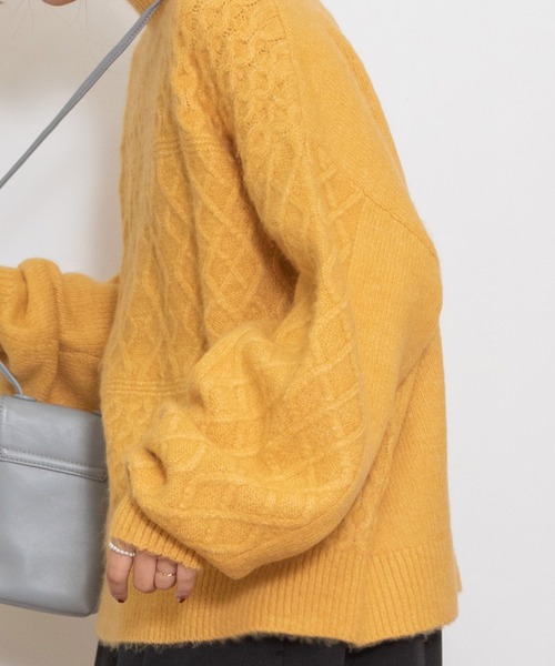 POU DOU DOU（プードゥドゥ）の「地柄ニットプルオーバー（ニット/セーター・レディース・イエロー/ミント/ライトグレー・3）」の19枚目の写真