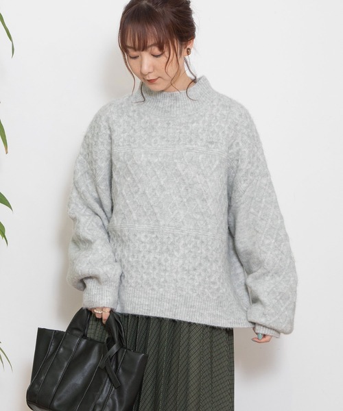 POU DOU DOU（プードゥドゥ）の「地柄ニットプルオーバー（ニット/セーター・レディース・イエロー/ミント/ライトグレー・3）」の20枚目の写真