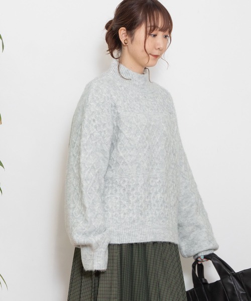 POU DOU DOU（プードゥドゥ）の「地柄ニットプルオーバー（ニット/セーター・レディース・イエロー/ミント/ライトグレー・3）」の21枚目の写真