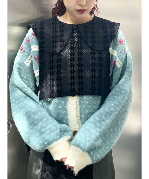merry jenny（メリージェニー）の「big collar ベスト（ベスト・レディース・ブラック/オフホワイト・FREE）」の9枚目の写真