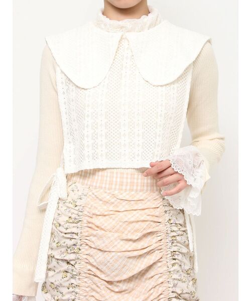 merry jenny（メリージェニー）の「big collar ベスト（ベスト・レディース・ブラック/オフホワイト・FREE）」の2枚目の写真