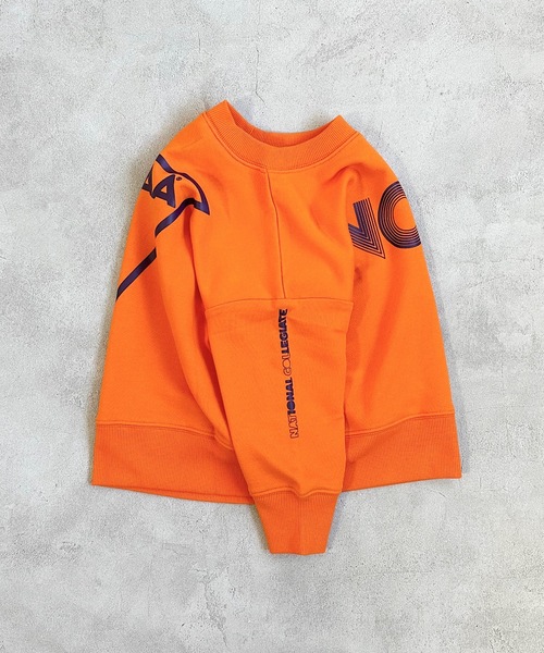 NCAA（エヌシーエーエー）の「【NCAA】別注 袖プリントトレーナー（80～120cm）（スウェット・キッズ・オレンジ/杢グレー・80/90/100/110/120）」の5枚目の写真