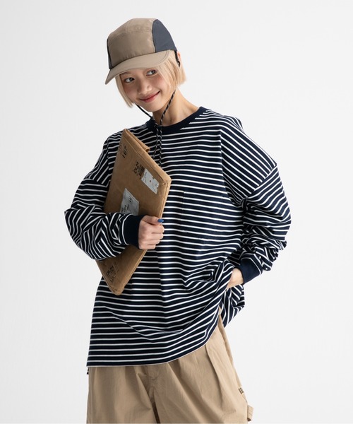 ocosic(オコジック)の「【ocosic】カジュアルボーダールーズ長袖Tシャツ(Tシャツ/カットソー・メンズ・ネイビー系/ホワイト系・M/L)」の12枚目の写真