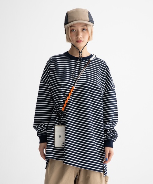 ocosic(オコジック)の「【ocosic】カジュアルボーダールーズ長袖Tシャツ(Tシャツ/カットソー・メンズ・ネイビー系/ホワイト系・M/L)」の14枚目の写真