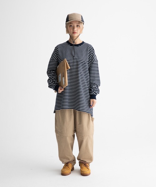 ocosic(オコジック)の「【ocosic】カジュアルボーダールーズ長袖Tシャツ(Tシャツ/カットソー・メンズ・ネイビー系/ホワイト系・M/L)」の15枚目の写真
