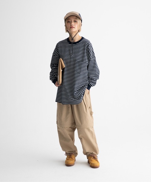 ocosic(オコジック)の「【ocosic】カジュアルボーダールーズ長袖Tシャツ(Tシャツ/カットソー・メンズ・ネイビー系/ホワイト系・M/L)」の16枚目の写真