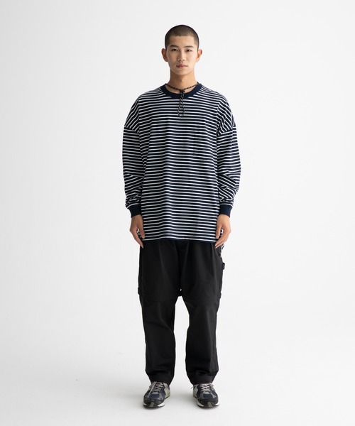 ocosic(オコジック)の「【ocosic】カジュアルボーダールーズ長袖Tシャツ(Tシャツ/カットソー・メンズ・ネイビー系/ホワイト系・M/L)」の3枚目の写真