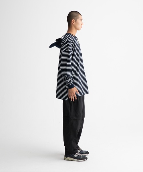 ocosic(オコジック)の「【ocosic】カジュアルボーダールーズ長袖Tシャツ(Tシャツ/カットソー・メンズ・ネイビー系/ホワイト系・M/L)」の4枚目の写真