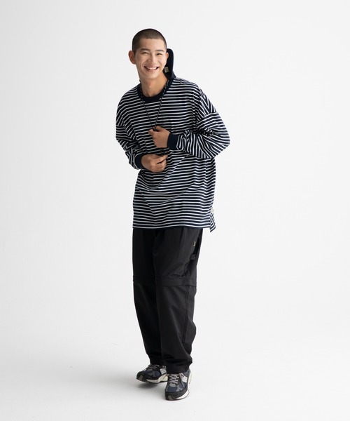 ocosic(オコジック)の「【ocosic】カジュアルボーダールーズ長袖Tシャツ(Tシャツ/カットソー・メンズ・ネイビー系/ホワイト系・M/L)」の5枚目の写真