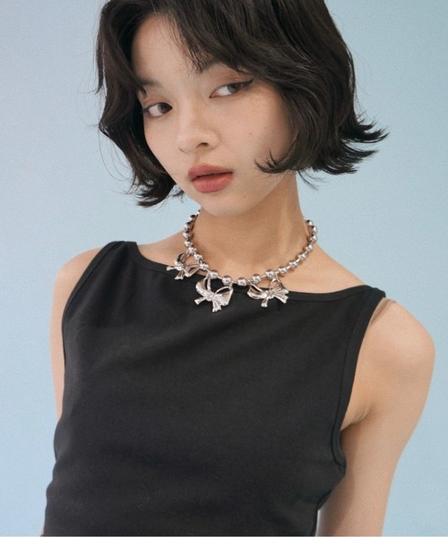 ball chain ribbon choker / ボールチェーンリボンチョーカー