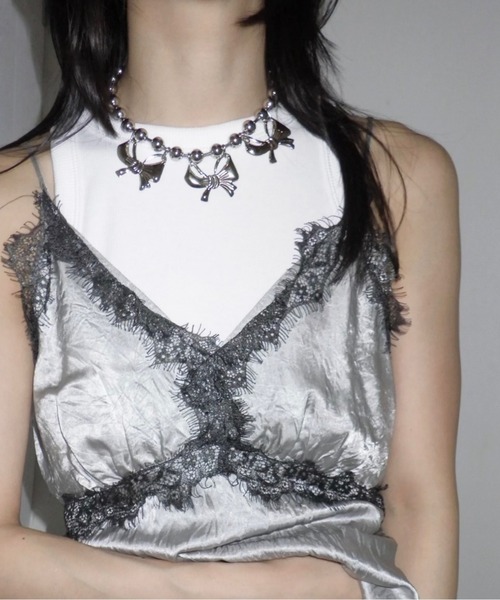 musubore(ムスボレ)の「ball chain ribbon choker / ボールチェーンリボンチョーカー(チョーカー・レディース・シルバー・FREE)」の4枚目の写真