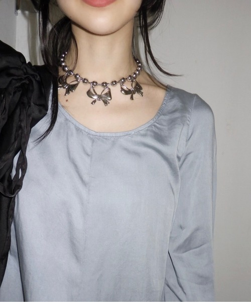 musubore(ムスボレ)の「ball chain ribbon choker / ボールチェーンリボンチョーカー(チョーカー・レディース・シルバー・FREE)」の14枚目の写真