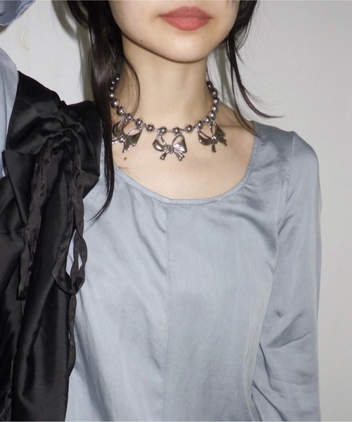 musubore(ムスボレ)の「ball chain ribbon choker / ボールチェーンリボンチョーカー(チョーカー・レディース・シルバー・FREE)」の12枚目の写真