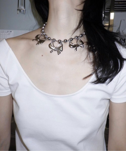 musubore(ムスボレ)の「ball chain ribbon choker / ボールチェーンリボンチョーカー(チョーカー・レディース・シルバー・FREE)」の15枚目の写真