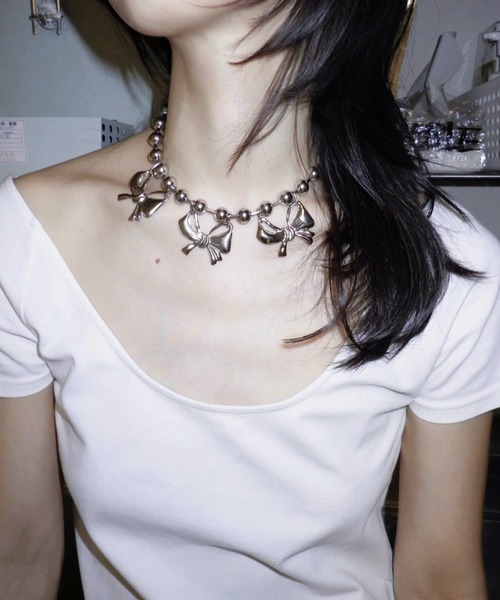 musubore(ムスボレ)の「ball chain ribbon choker / ボールチェーンリボンチョーカー(チョーカー・レディース・シルバー・FREE)」の20枚目の写真
