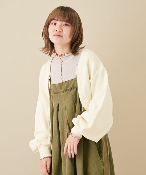 CUBE SUGAR（キューブシュガー）の「吊り裏毛スウェットボレロ（カーディガン/ボレロ・レディース・トップグレー/レッド/ホワイト/ネイビー・M）」の2枚目の写真