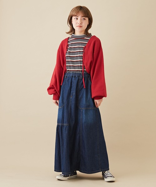 CUBE SUGAR（キューブシュガー）の「吊り裏毛スウェットボレロ（カーディガン/ボレロ・レディース・トップグレー/レッド/ホワイト/ネイビー・M）」の10枚目の写真