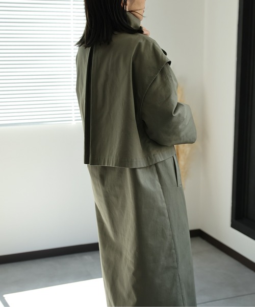 ap retro（アプレトロ）の「ステンカラーオーバーコート（ステンカラーコート・レディース・カーキ/ブラック/ベージュ/アイボリー・FREE）」の5枚目の写真