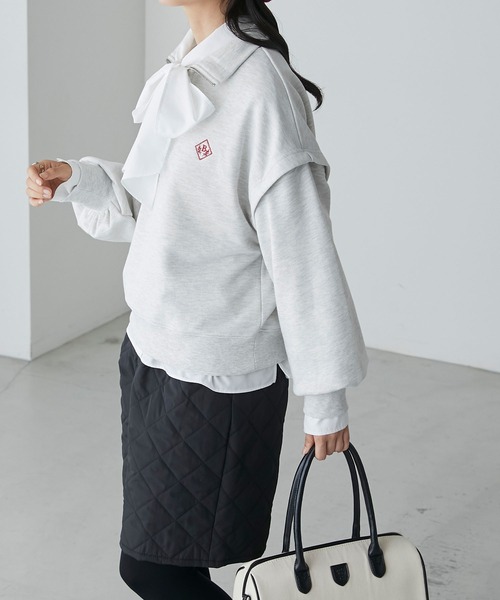 BONLECILL(ボンルシール)の「2way エンブレム刺繍 ハーフジップスウェットプルオーバー(スウェット・レディース・ネイビー/グレー/レッド/ブラック・FREE)」の19枚目の写真