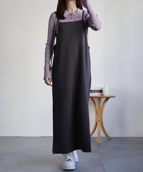 sakishimatokyo（サキシマトーキョー）の「バッグデザインキャミワンピース（ワンピース・レディース・チャコール/アイボリー/ブラック/パープル系その他・FREE）」の4枚目の写真