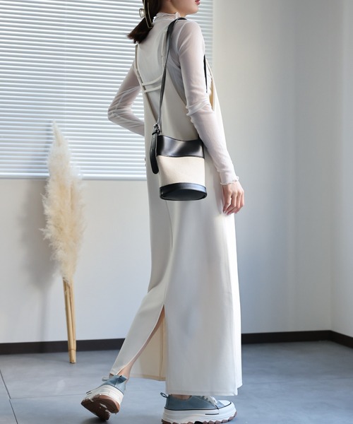 sakishimatokyo（サキシマトーキョー）の「バッグデザインキャミワンピース（ワンピース・レディース・チャコール/アイボリー/ブラック/パープル系その他・FREE）」の8枚目の写真