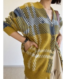 【BEVERLY HILLS POLO CLUB】チェック柄ニットカーディガン