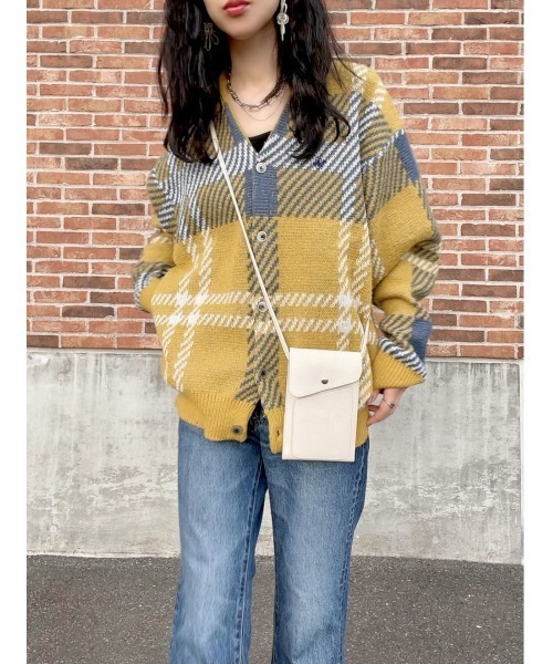 Right-on（ライトオン）の「【BEVERLY HILLS POLO CLUB】チェック柄ニットカーディガン（カーディガン/ボレロ・レディース・ブラウン/イエロー・M/L）」の12枚目の写真