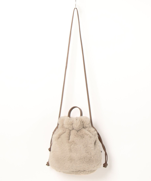 DONOBAN（ドノバン）の「巾着2WAYファーショルダー（ショルダーバッグ・レディース・レオパード/モカ/アイボリー・F）」の4枚目の写真