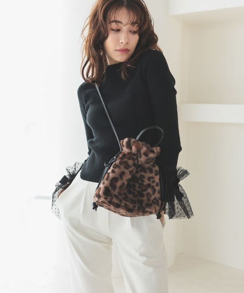 DONOBAN（ドノバン）の「巾着2WAYファーショルダー（ショルダーバッグ・レディース・レオパード/モカ/アイボリー・F）」の18枚目の写真